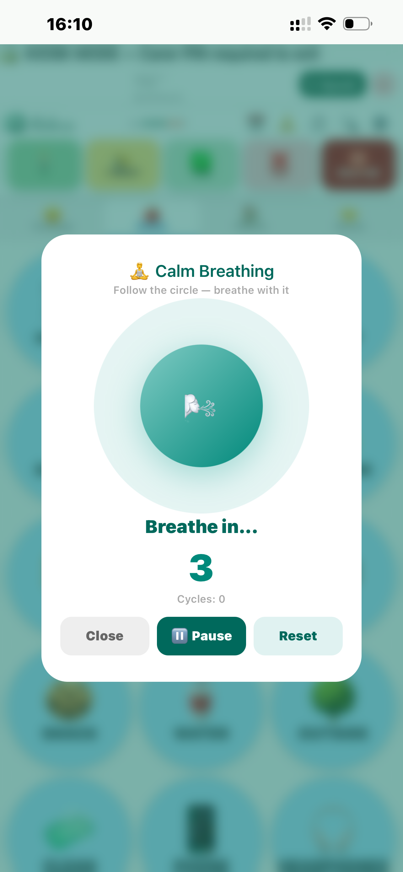 Calm breathing tool for emotional regulation