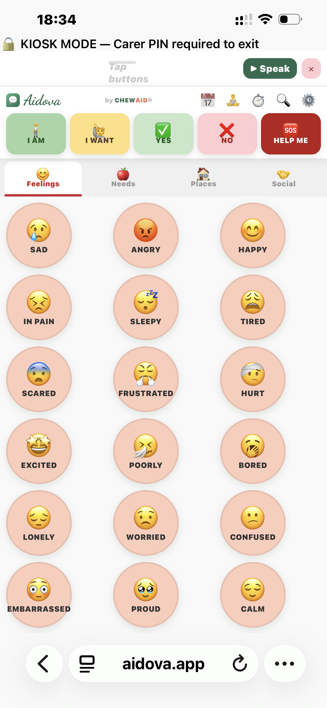 Feelings buttons