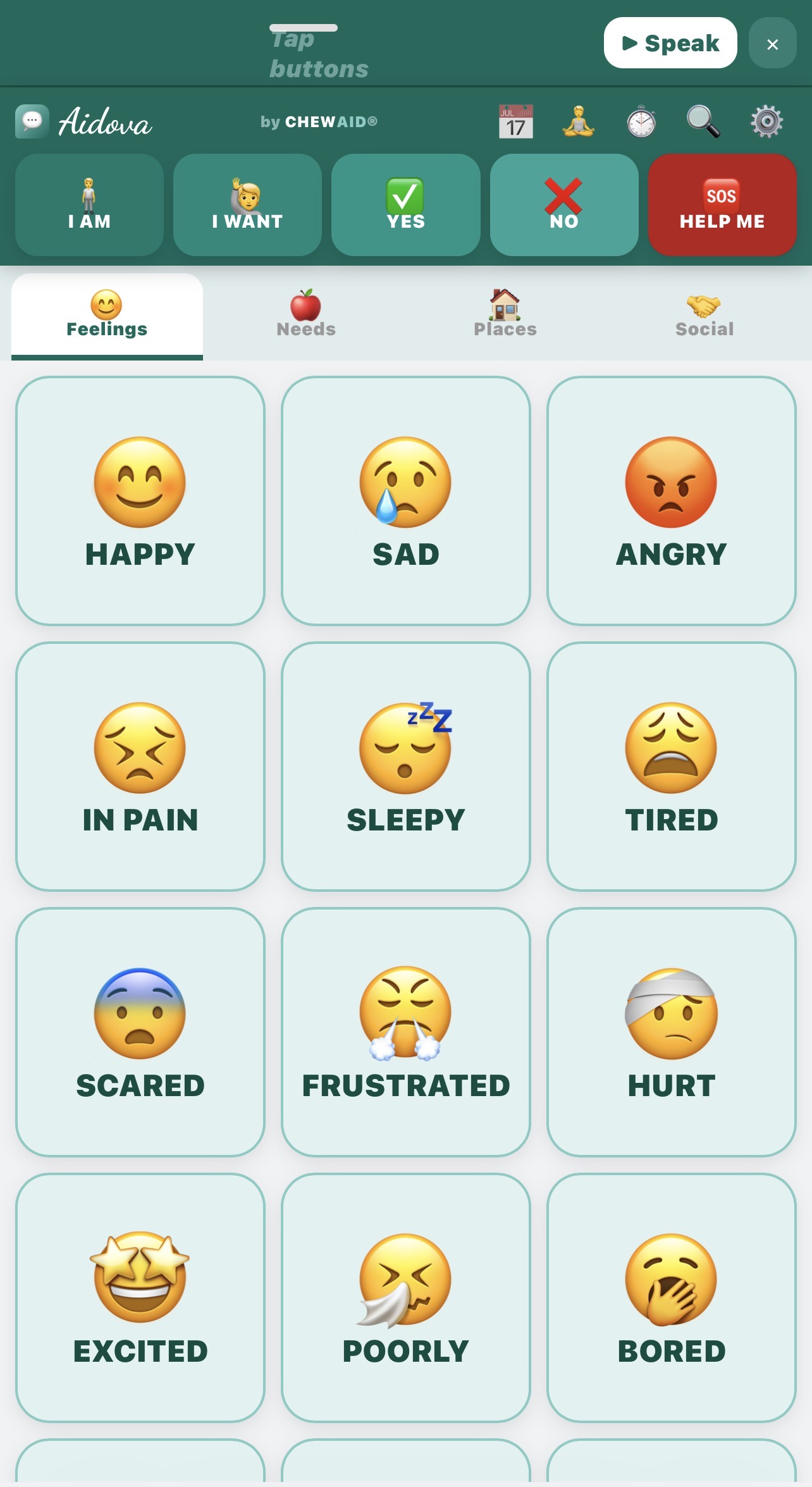 Adult mode — deep teal theme for teens and adults